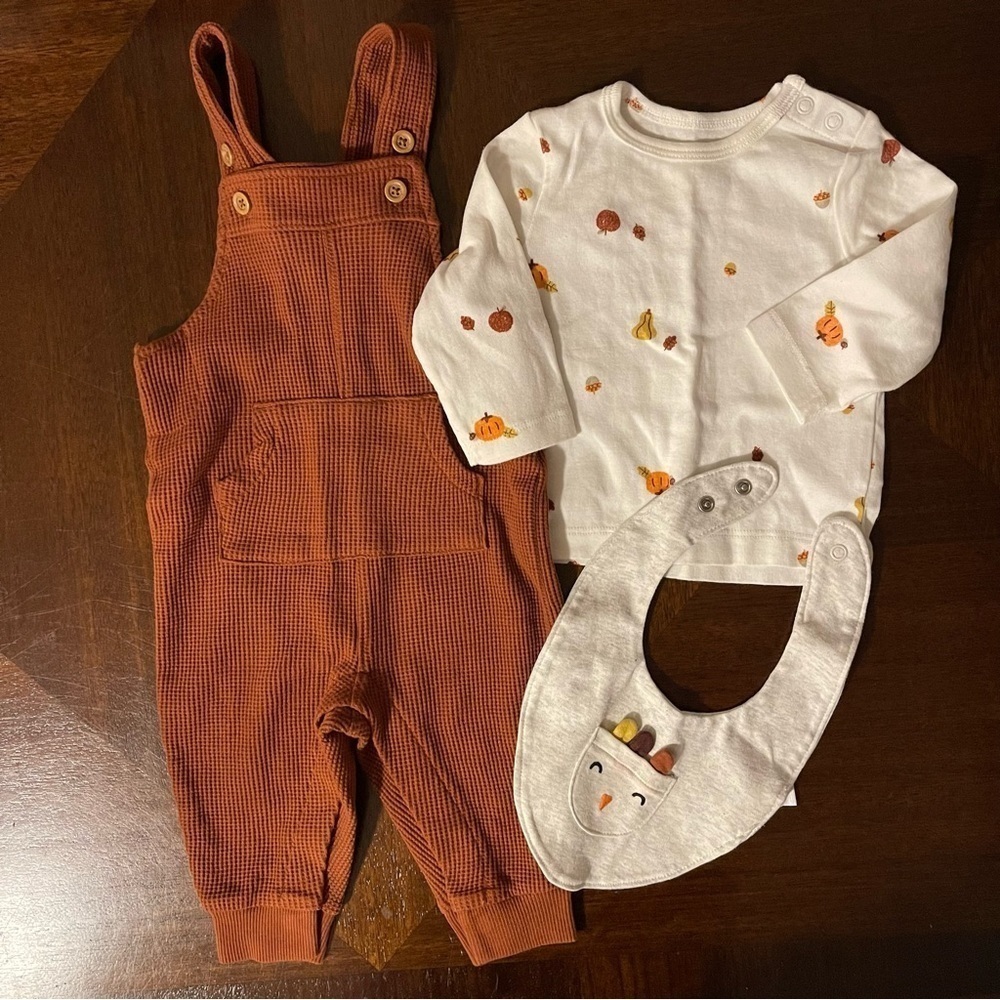 Carter’s | Brown/White Baby 3-Piece Thanksgiving Outfit Set | 6 mo - Picture 1 of 9